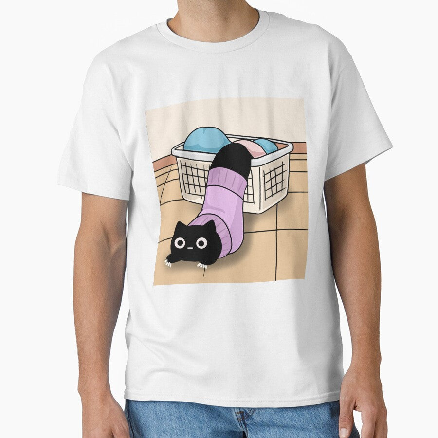 Black Cat Stuck in Laundry Basket by ThingsCatsDo