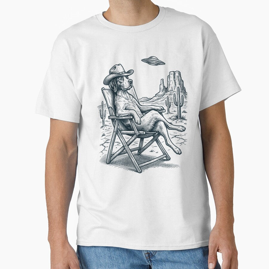 Vintage Brittany Cowboy UFO Western Alien Dog Lover by DoodleTortle