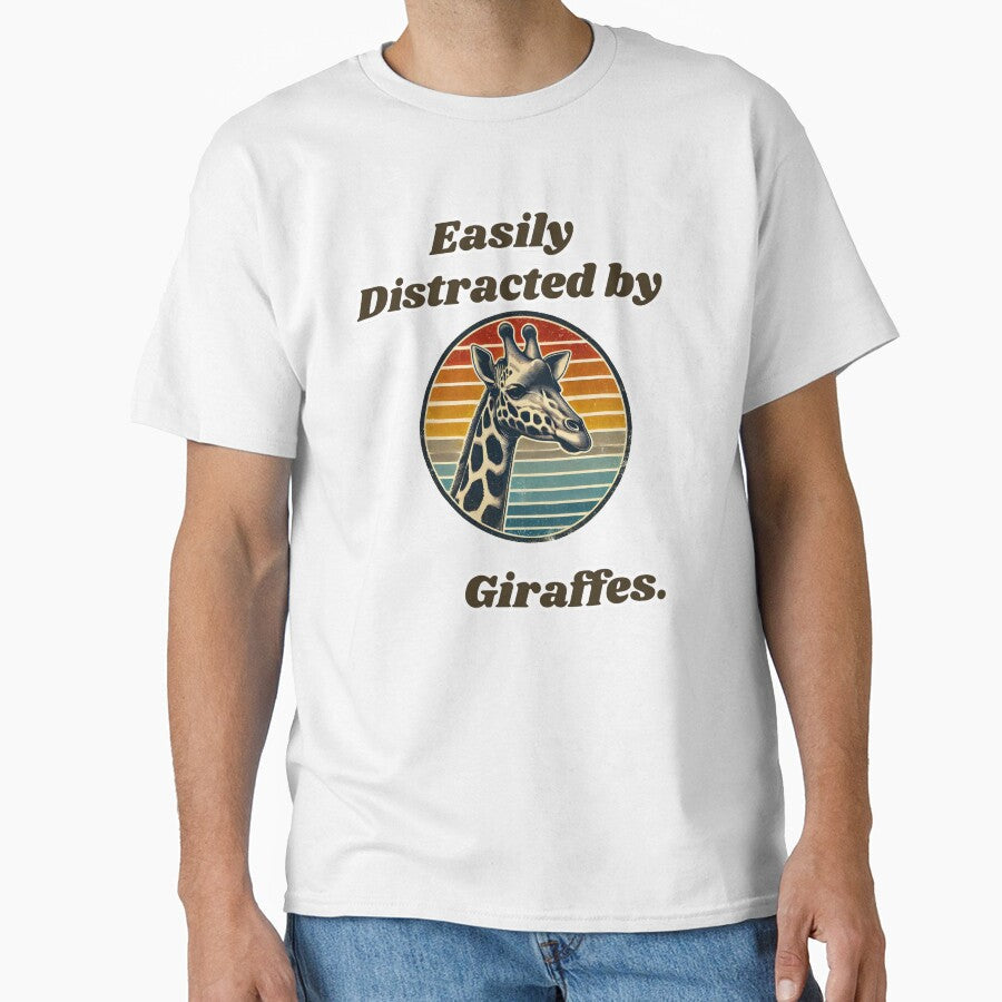 Easily Distracted By Giraffes Funny retro Giraffe Lover Gift by TheScruffyGoose