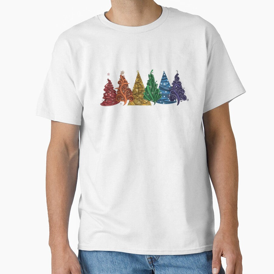 Aesthetic Colorful Abstract Christmas Trees Illustration with Whimsical Swirls and Festive Holiday Charm by QuotinTs