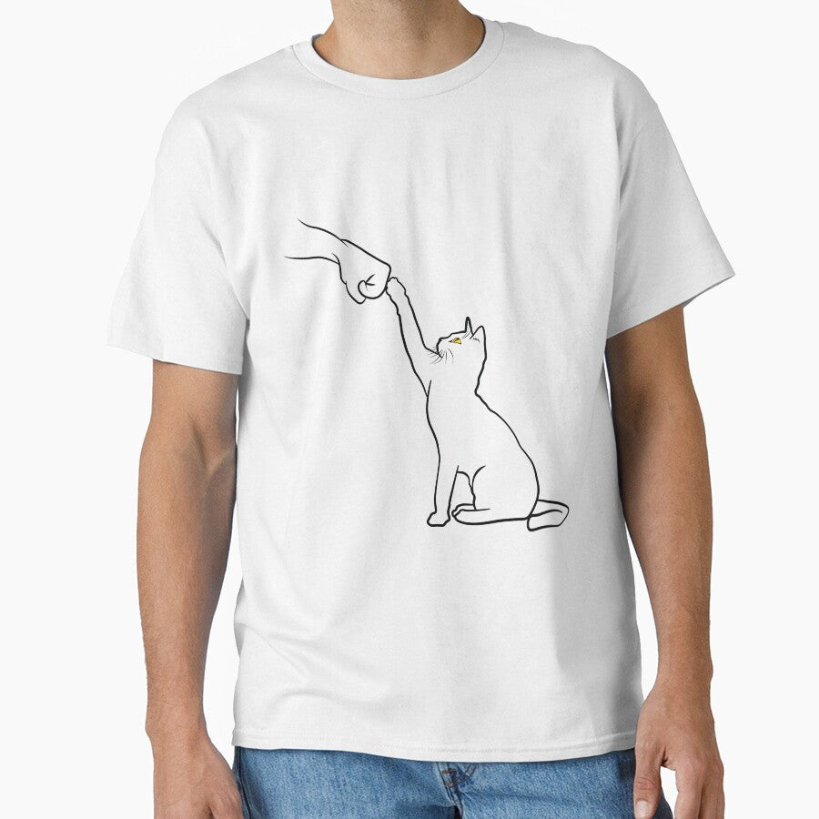 Cute Cat Fist Bump Minimalistic Lineart Cartoon - Cat Lover by TheInkElephant