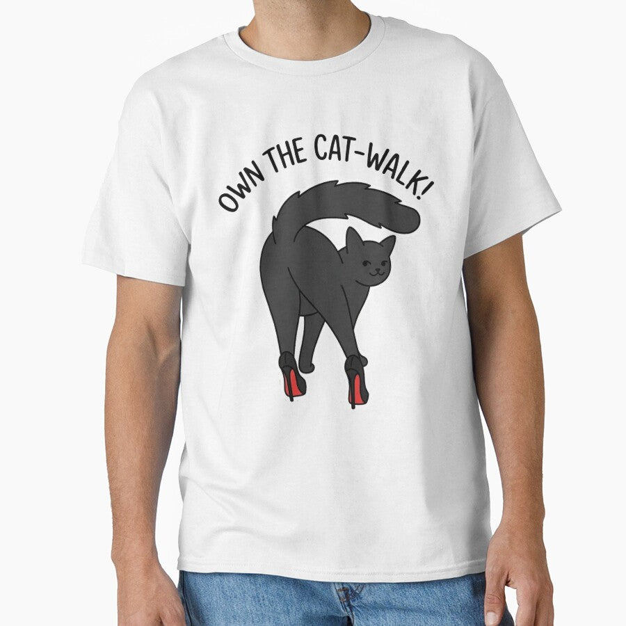 Own The Cat-Walk – Funny Fashion Cat Pun | Black Cat in High Heels by aiqdelicia