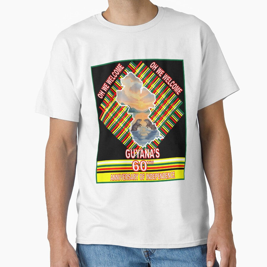 Guyana Sixtieth Independence Anniversary Otter T-shirt by ERBArtventure