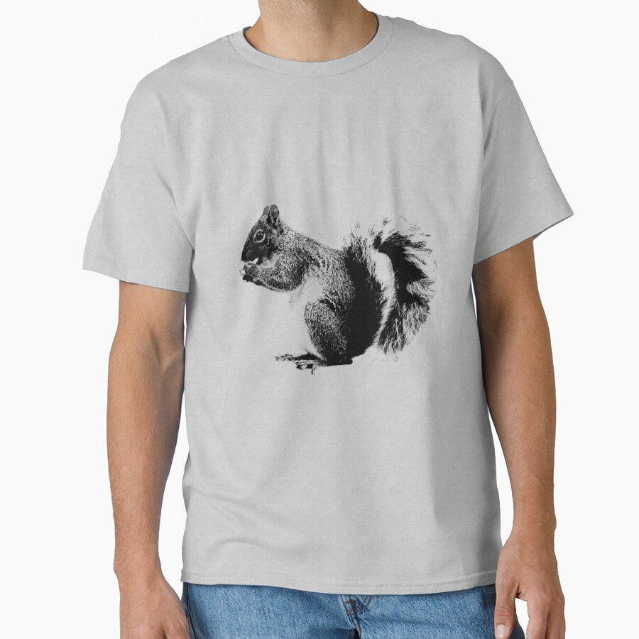 Squirrel Eating Acorns. Wildlife Digital Engraving Image by Digital Eclectica