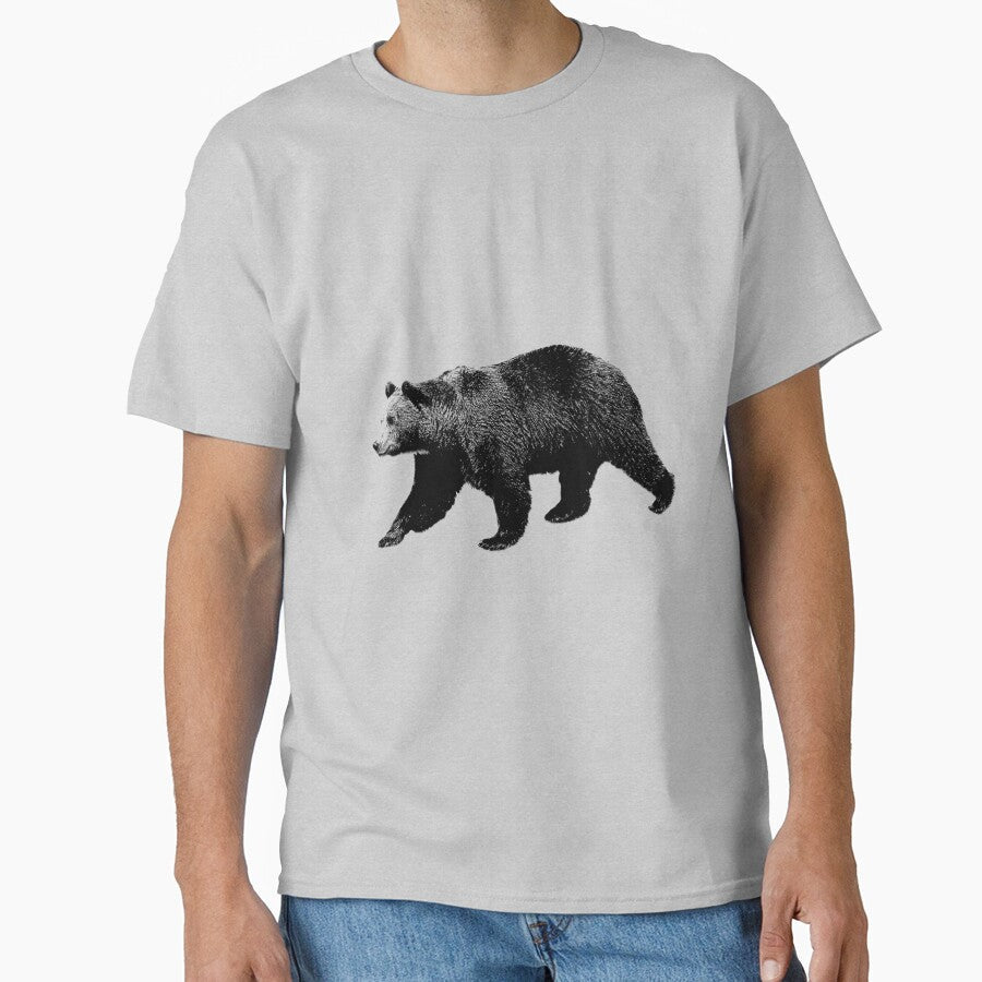 Bear Walking in the Woods. Digital Engraving by Digital Eclectica