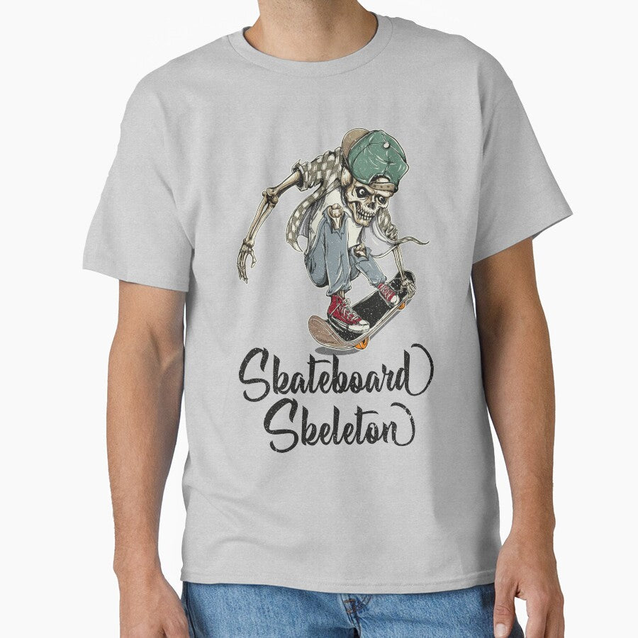 Skateboard Skeleton Classic T-Shirt, Forever Skate Style, Best Friend Shirt, Best Friend Gifts by Ristinga