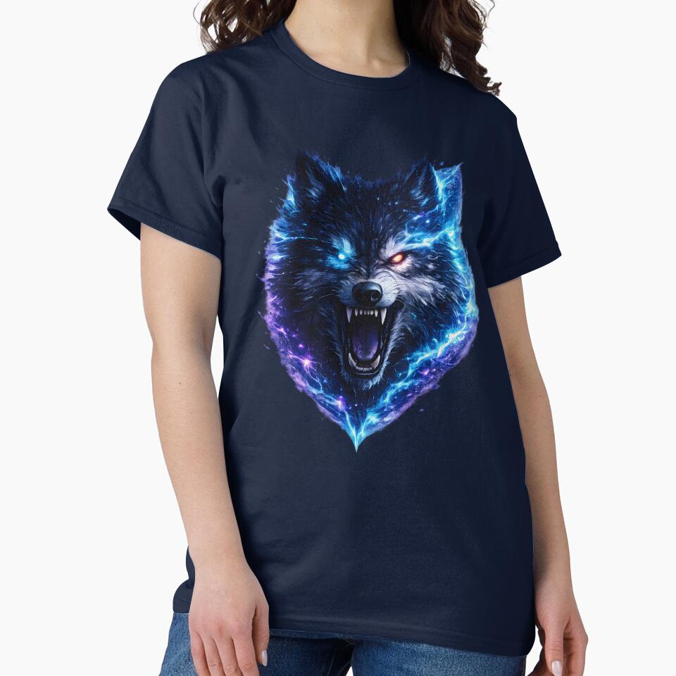 Cyber Neon Wolf Head – Alpha Lone Wolf Shirt Design by CreativeMindsetLab