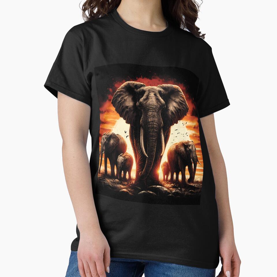Majestic Elephants at Sunset by ByteyCreatives