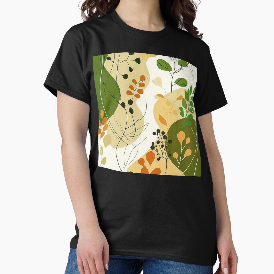 Boho Abstract Leaves Art In Green And Earthtones by DEC02