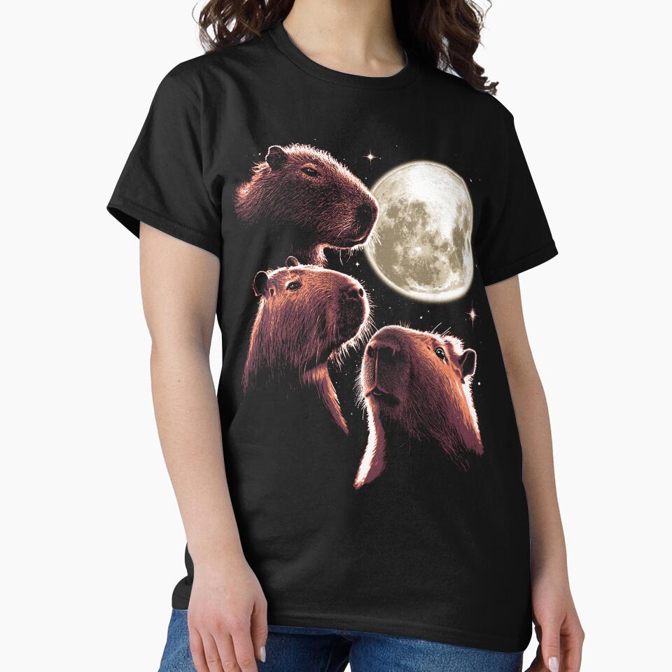 Three Capybara Moon Funny Capybara Meme Mystical Capybara by vomaria