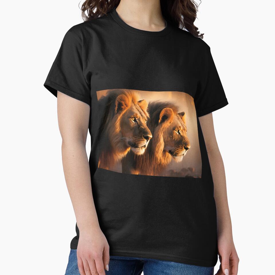 Two lion brothers on African savannah by RK - Shop