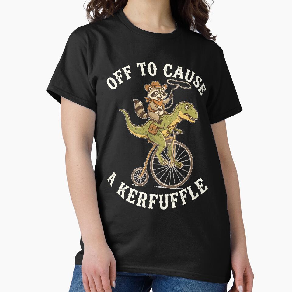 Off to Cause a Kerfuffle Raccoon Dinosaur High Wheel Bicycle by Betsytiptoe