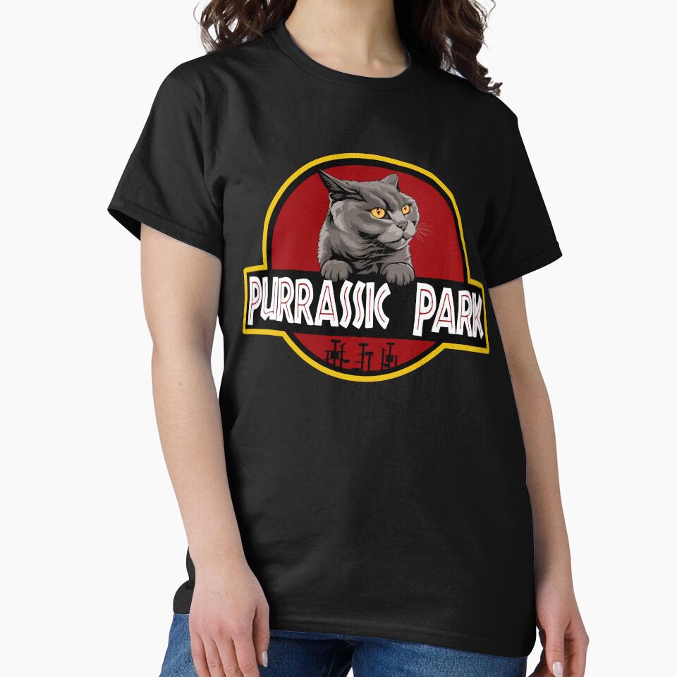 Funny British Shorthair Cat Purrassic Park by Funny Shirts Matter