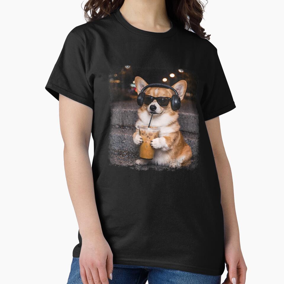 Corgi Drinking Iced Coffee Lover Humor Funny Meme by Boutkimaewab