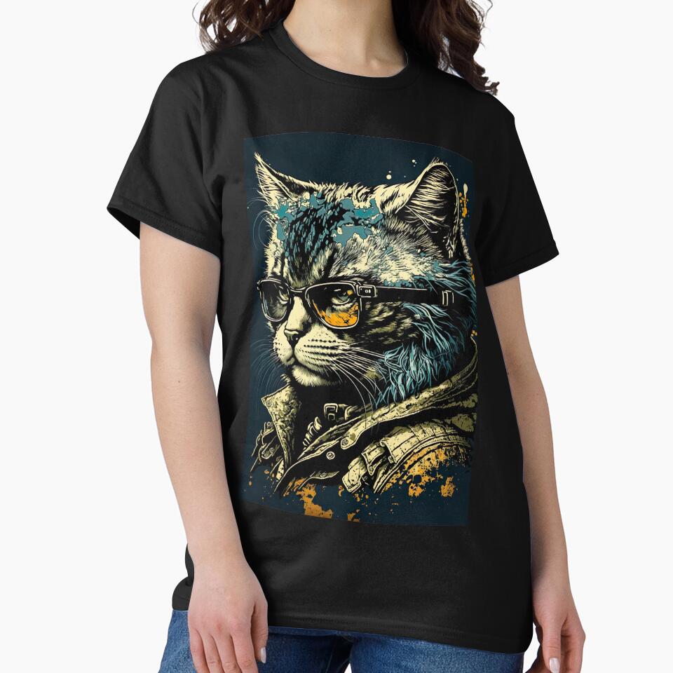 Cool cat portrait wearing a glasses by KoolArtDistrict
