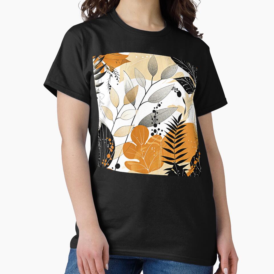 Boho-Inspired Earth Tone Leaves Aesthetic Abstract Art by DEC02