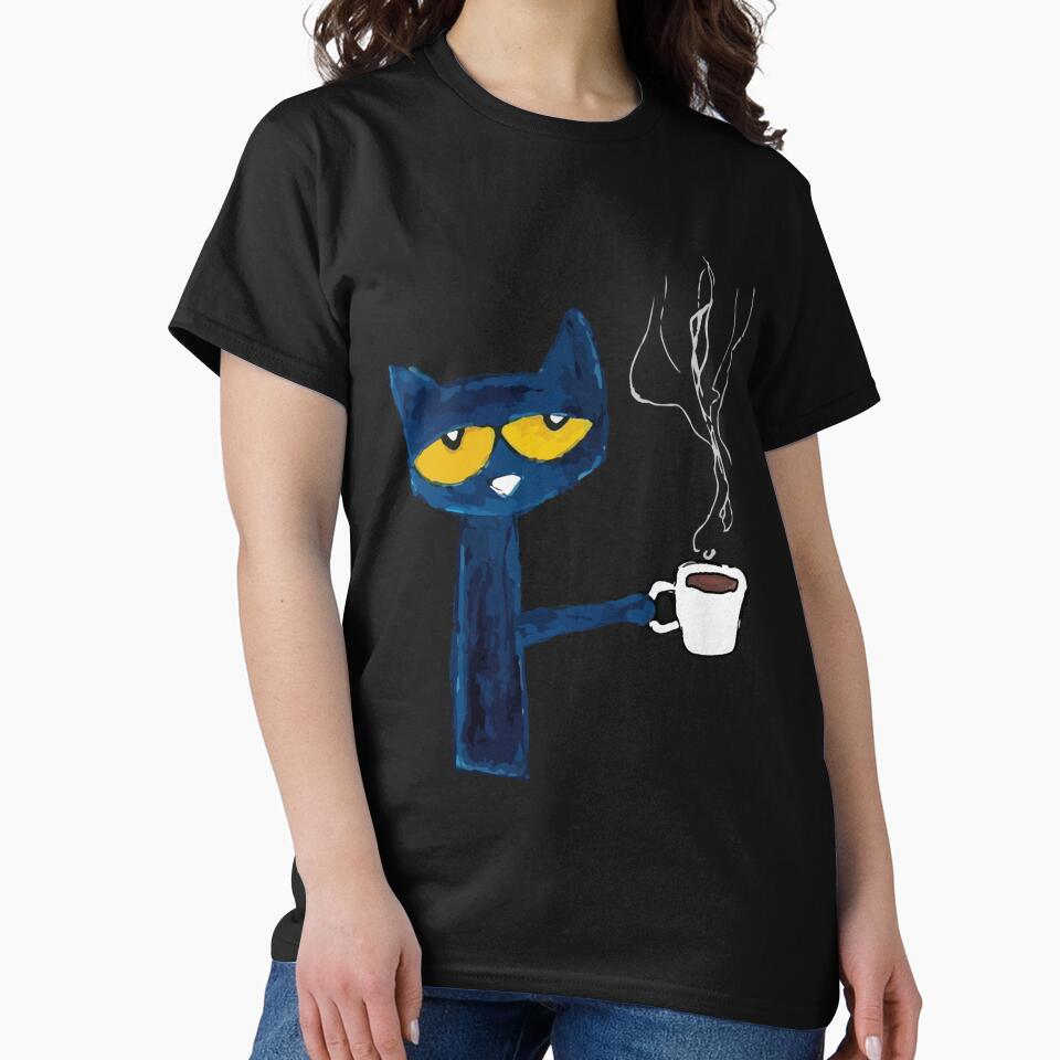 funny black cat drink coffee  Classic T-Shirt by juliett3dana