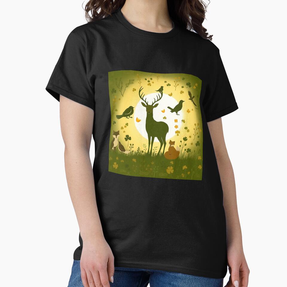 wildlife deer, foxes, birds in a seamless pattern by FestivityFinds