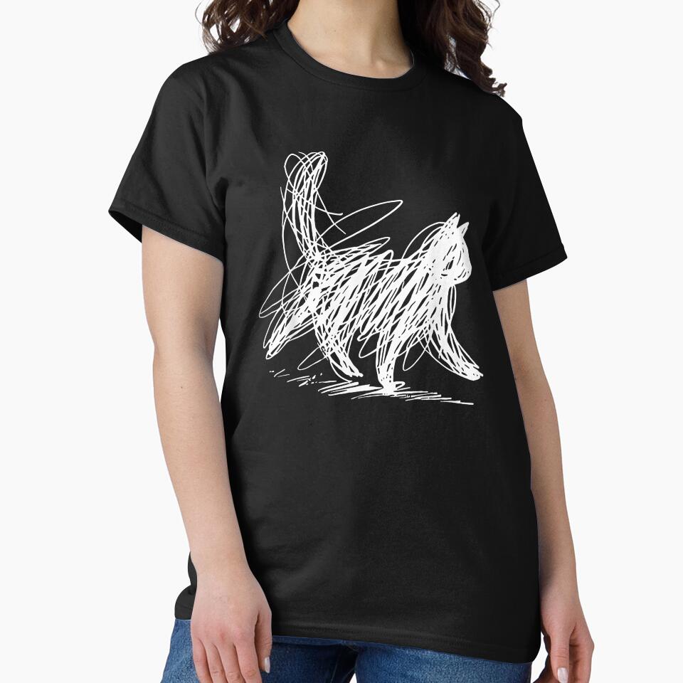 Scribble Cat Minimal Line Art Japanese by Goleon12