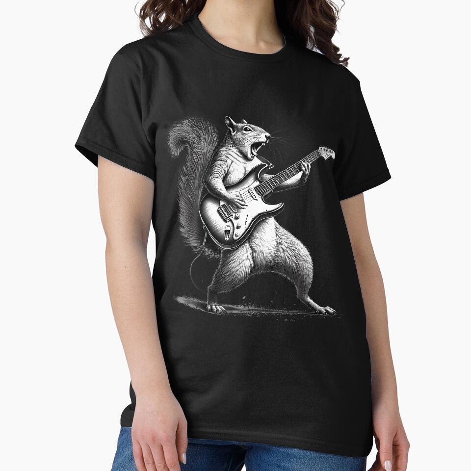 Squirrel Playing Guitar Rock Star Rock And Roll by JanetCarolyn