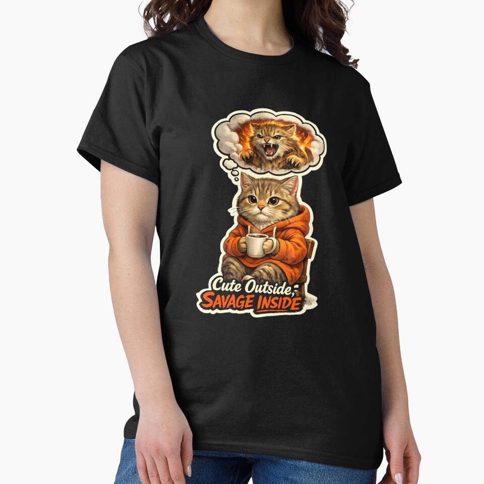 Funny Cat Meme Quote Funny Inside Savage Outside by PluffyPanda