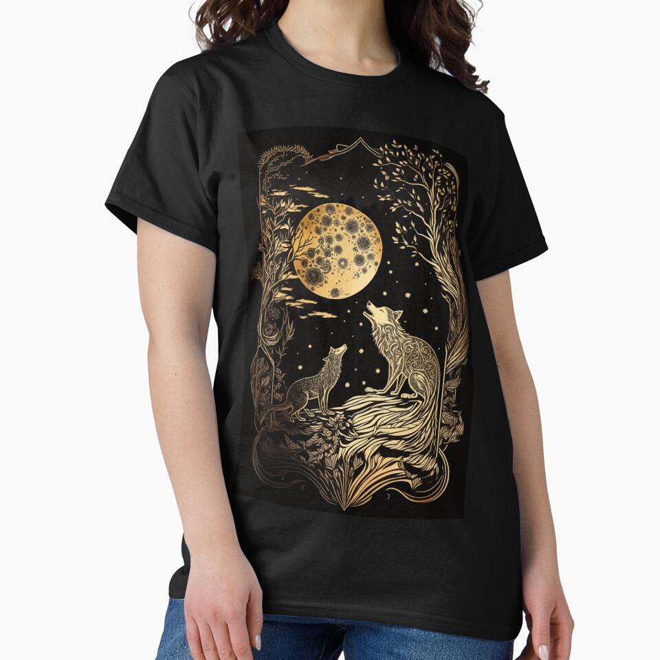Wolf moon and trees tarot Art Vintage by Visual-wallart