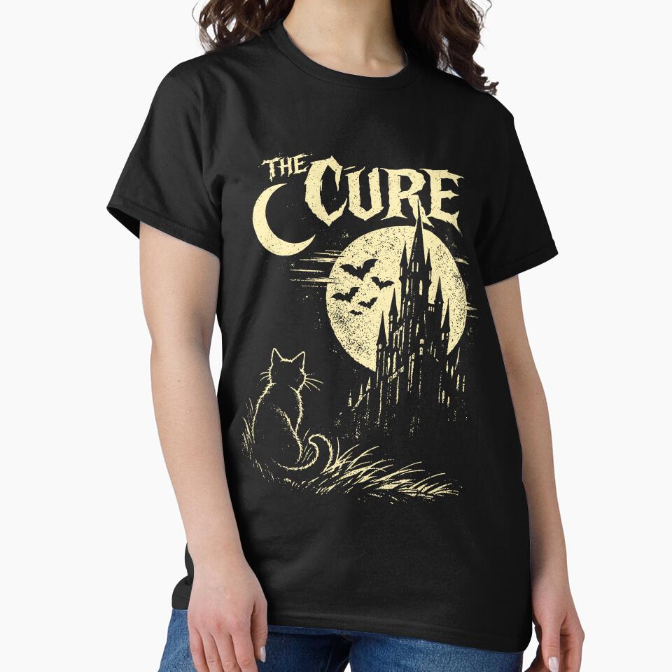 The Cure Cat Moon 90s Rock Band Gothic Cat Lover by clarabersetart