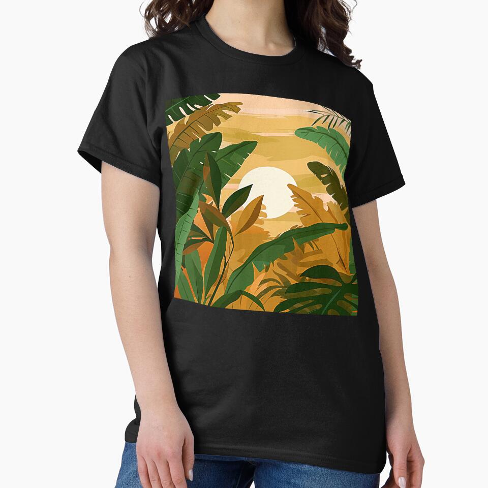 Fantasy Boho View Of Sunset Through Palm Leaves by DEC02