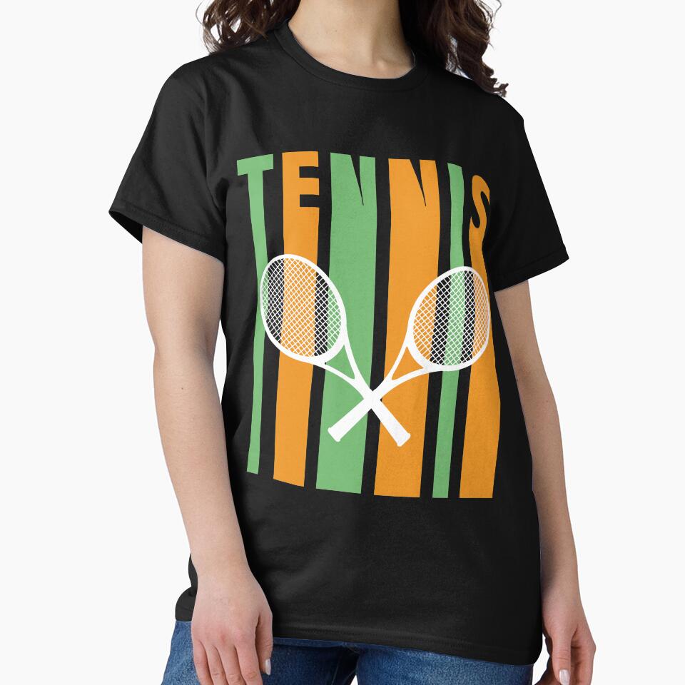 Retro 1970's Style Tennis Player Silhouette Novelty T-Shirt by Bendthetrend