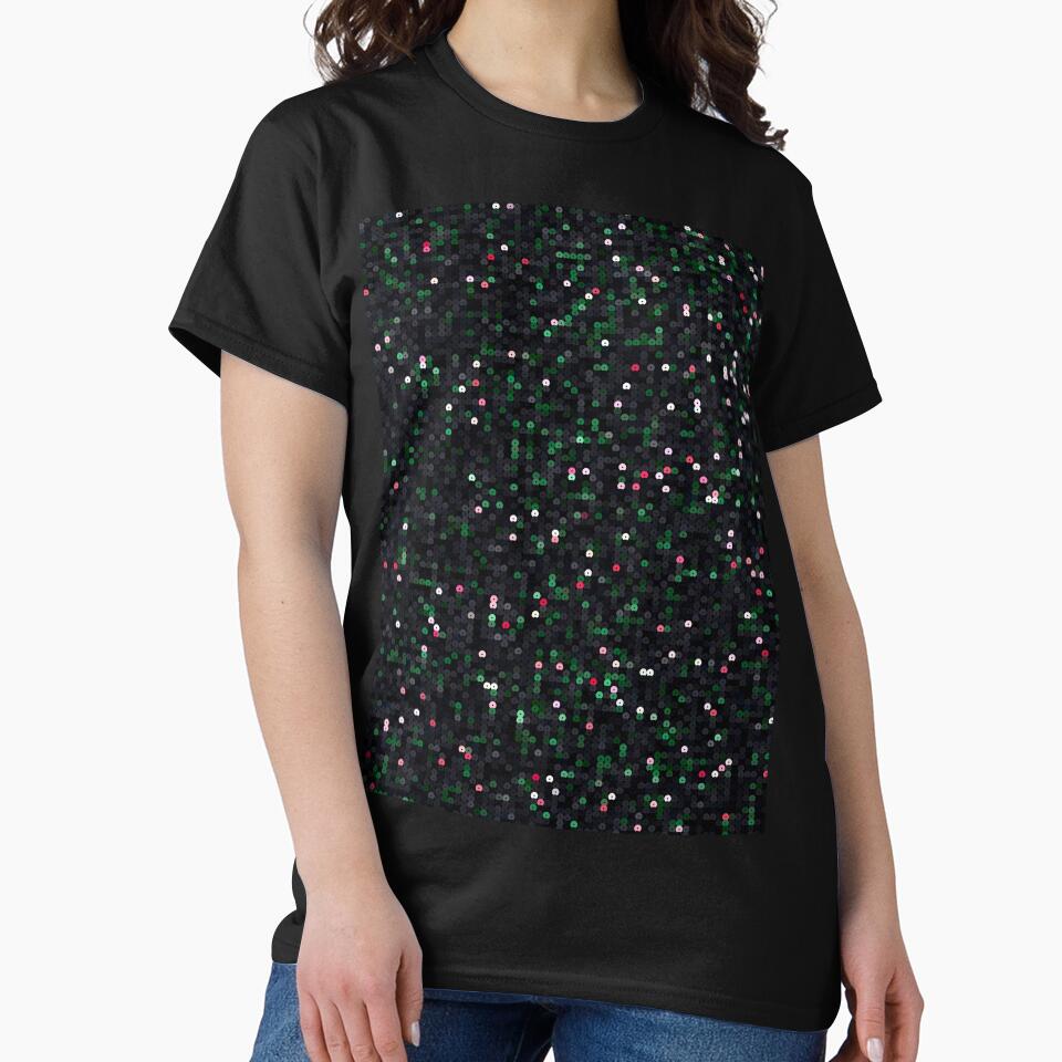 Printed image of shiny Xmas black green red sequins by JaReVa
