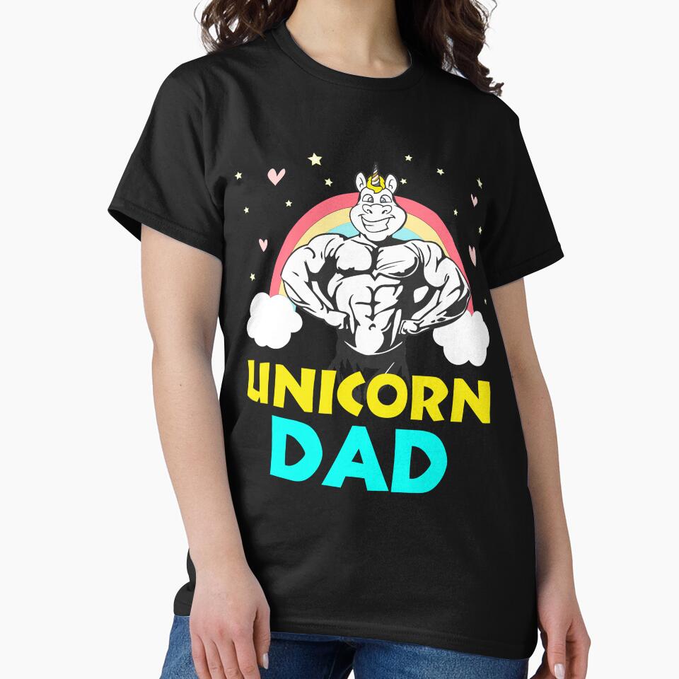 Unicorn Theme Colorful Dad Party Funny Novelty Gift Shirt by Bendthetrend