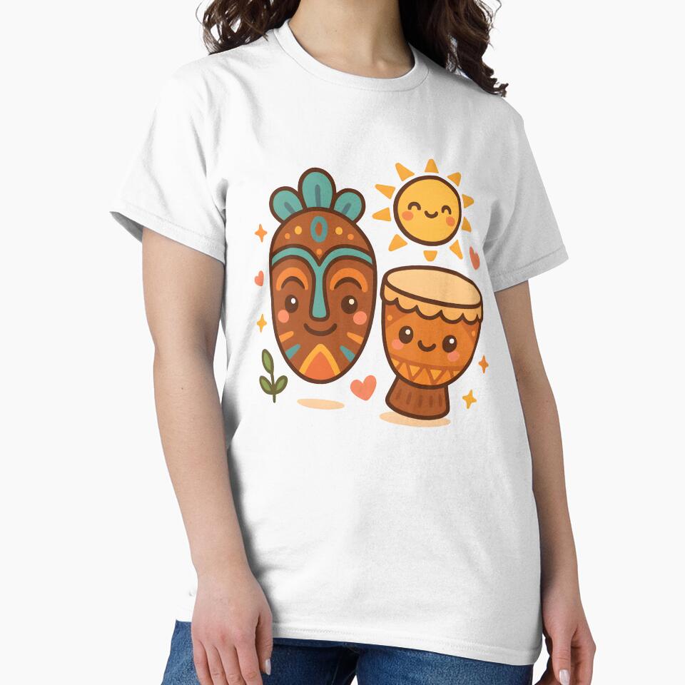 Kawaii African Mask and Drum | Cute Afrocentric Music Art by OsasChild