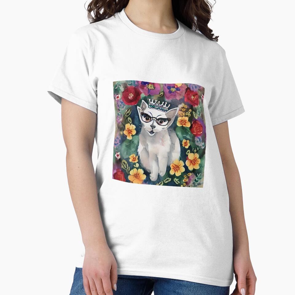 Funny Cat Between Meow and Glasses floral vintage by BOHOVIN