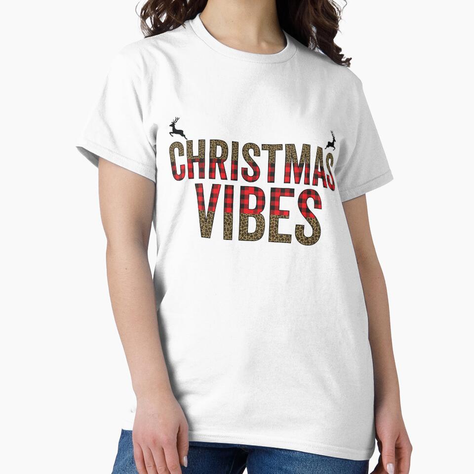 Christmas Vibes Buffalo Plaid Leopard Deer Xmas by clothesy7