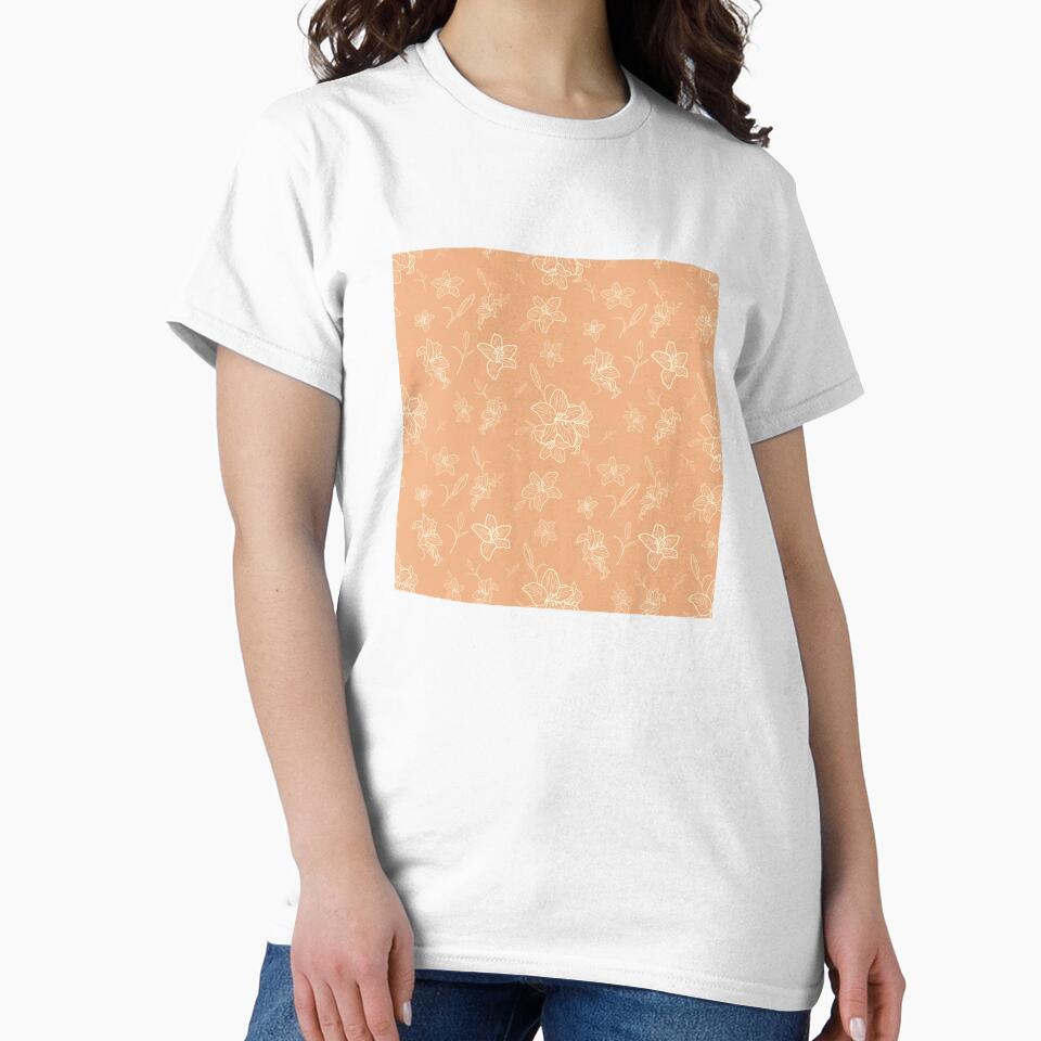 Boho peachy and creamy pastel Floral Line Pattern by Yana Mustafina | Boho Soulful Designs