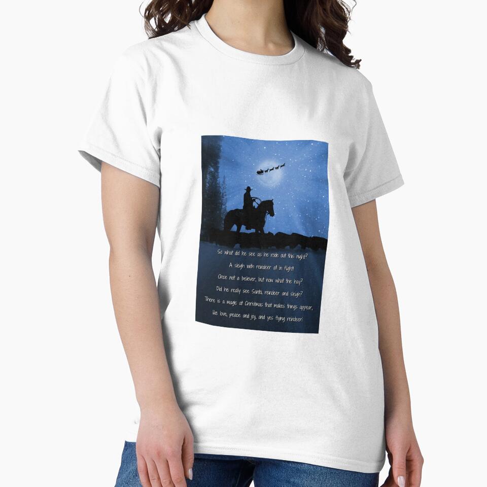 Cute Country Western Cowboy and Santa in the Snow Poem Holiday Card by Stephanie Laird
