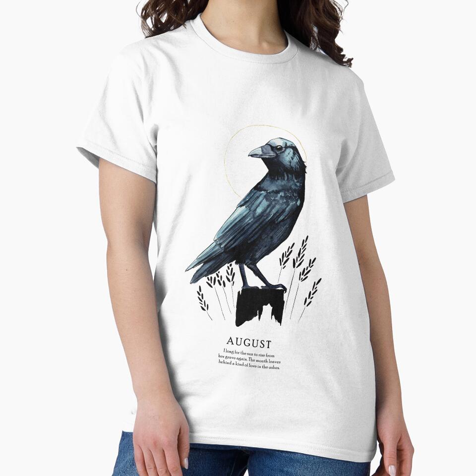 Watercolour crow illustration with text by Elliezart