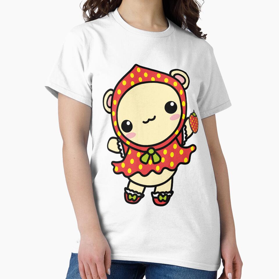 Precious Kawaii Teddy Bear In Cute Strawberry Outfit Holding Strawberry by CreativeCranium