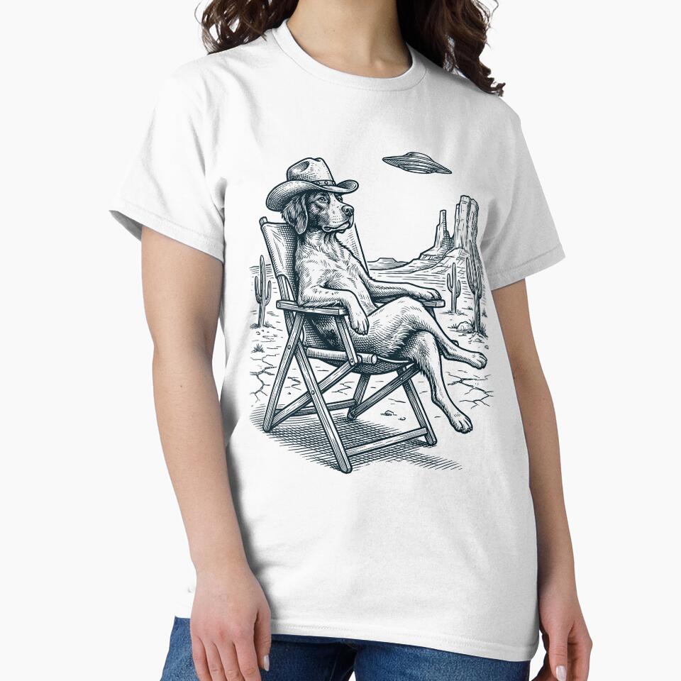 Vintage Brittany Cowboy UFO Western Alien Dog Lover by DoodleTortle
