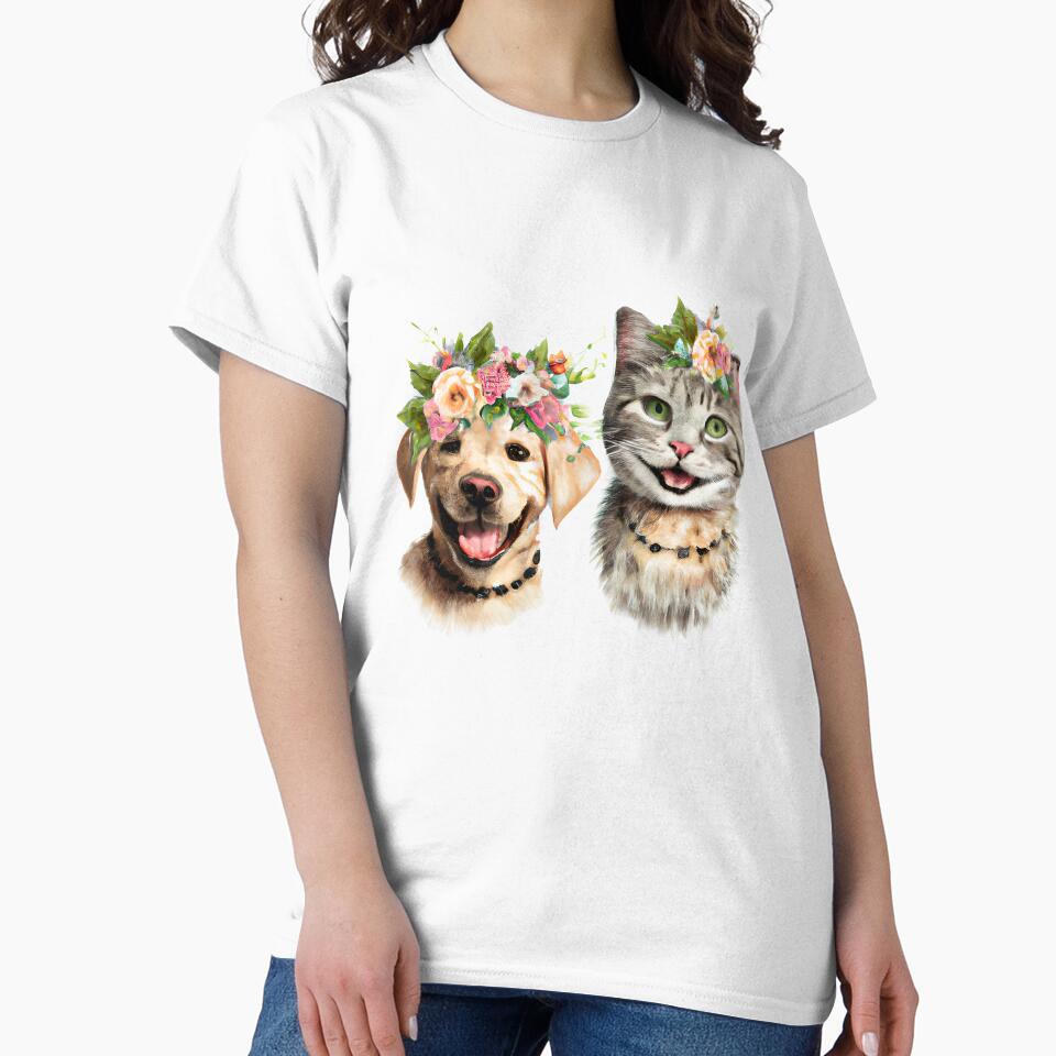 Pet Lover Dog and cat Floral Vintage style by BOHOVIN
