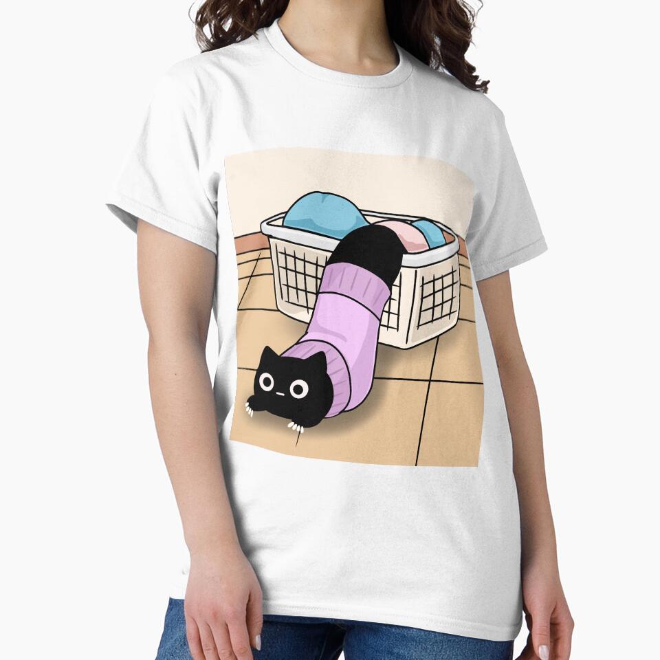 Black Cat Stuck in Laundry Basket by ThingsCatsDo