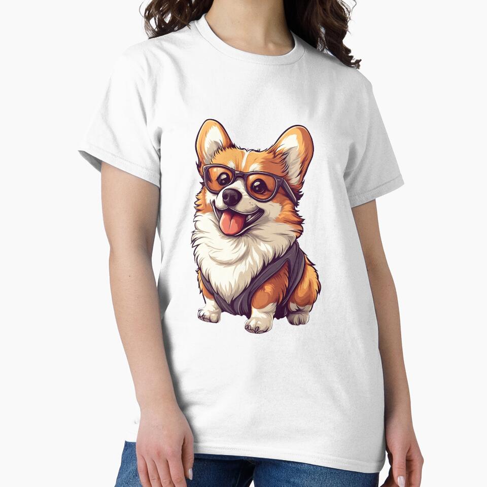 Cute Pembroke Welsh Corgi Dog Wearing Glasses by NanarodsDesign