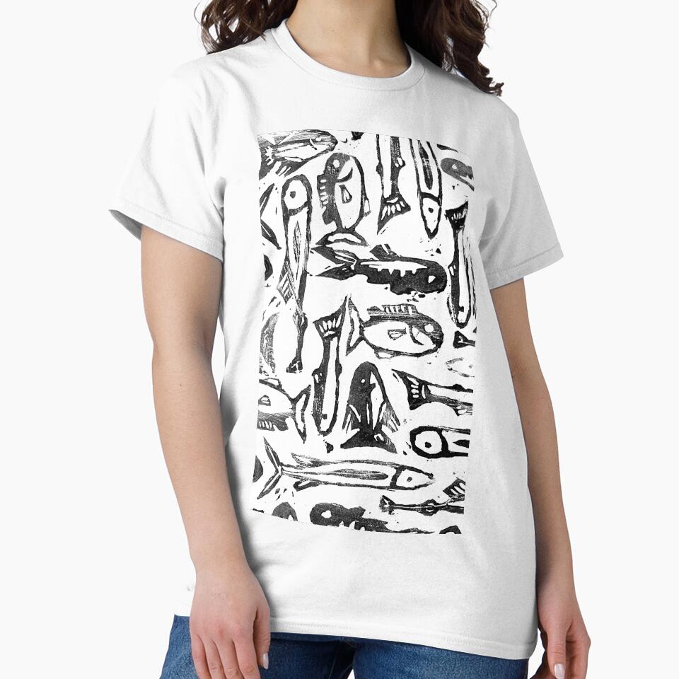 Hand printed fish pattern linocut by day-s