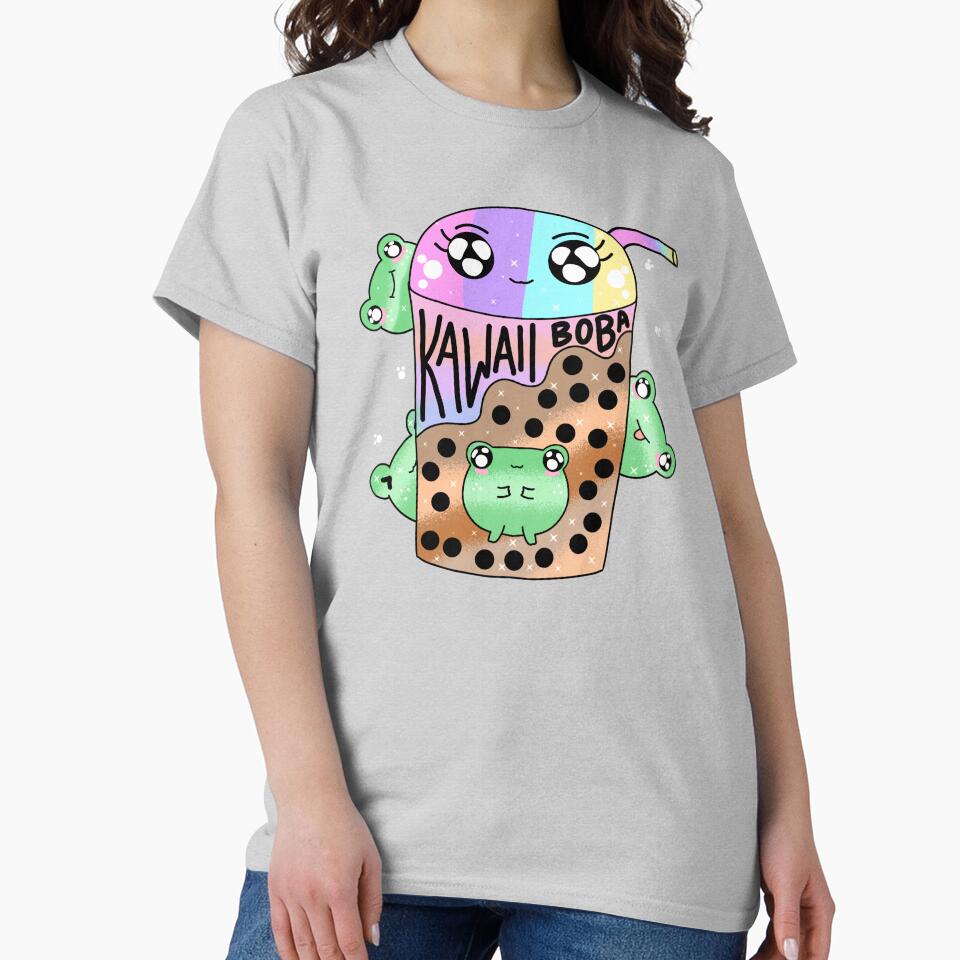 Kawaii chibi frog holding boba tea by Quacktails