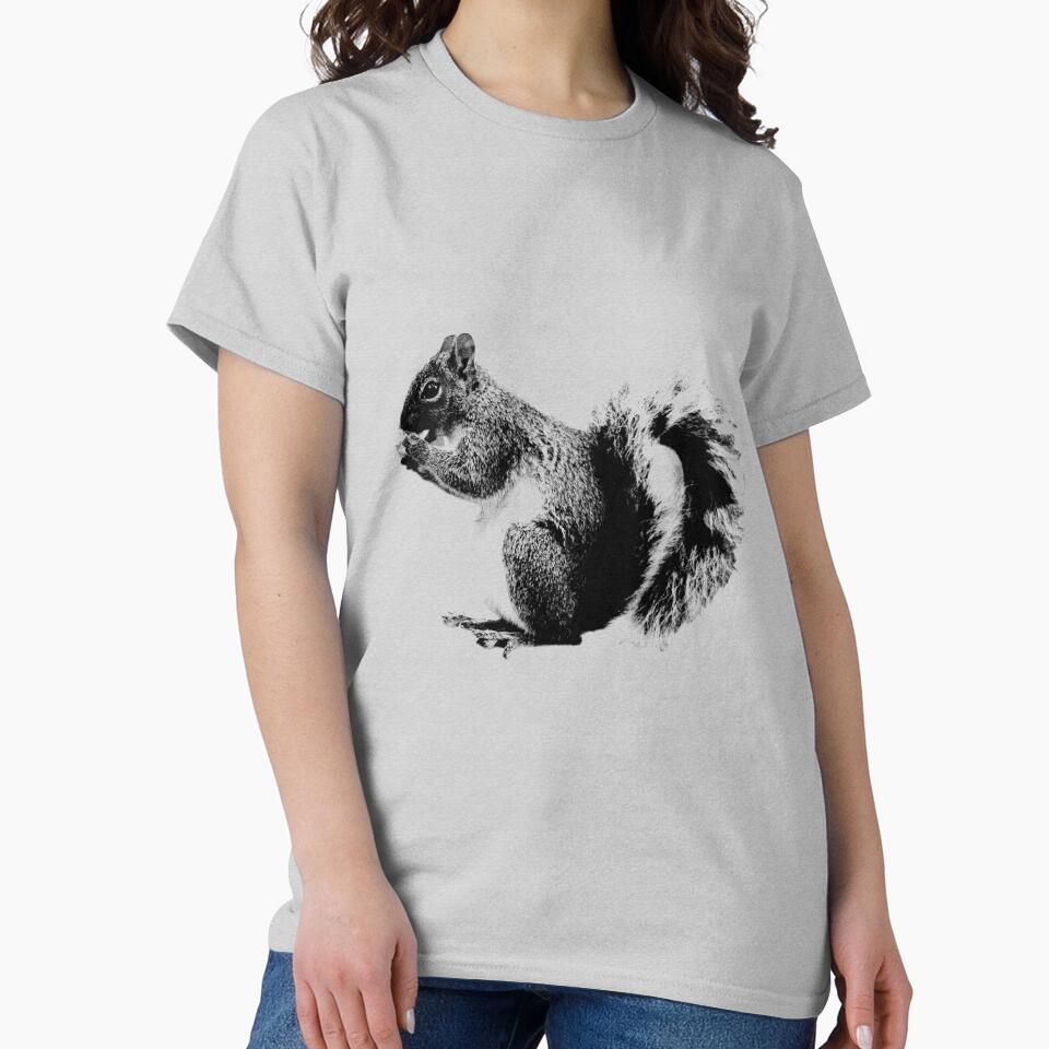 Squirrel Eating Acorns. Wildlife Digital Engraving Image by Digital Eclectica