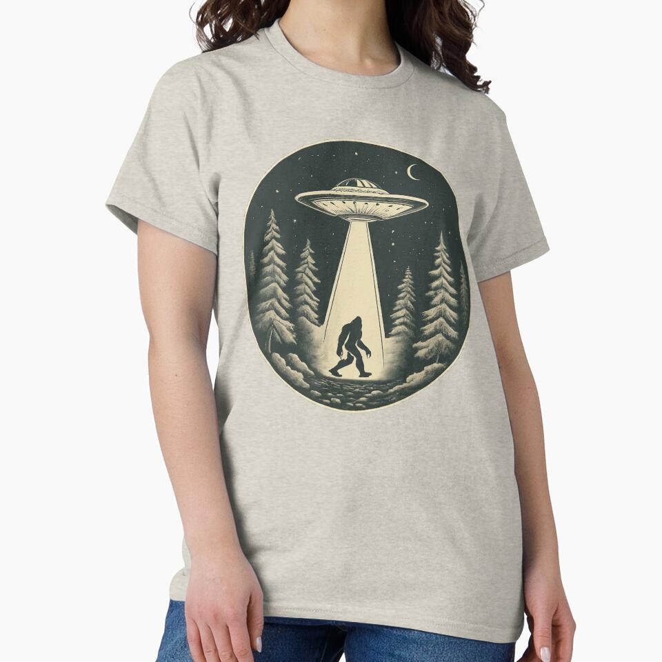 Vintage Bigfoot UFO Abduction by WolfeTEES