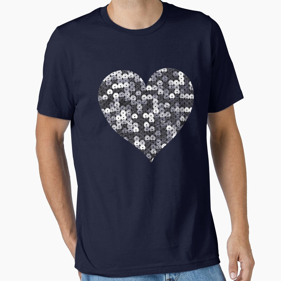 Printed image of Loving Silver Sequins Heart on grey background by JaReVa