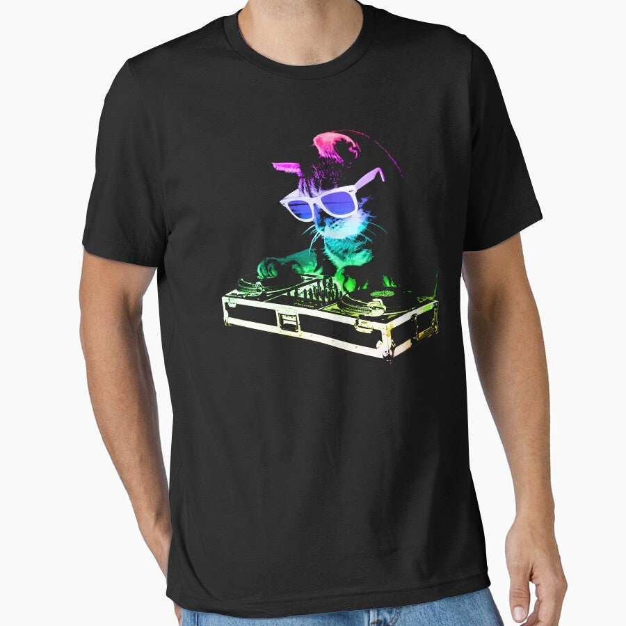 HOUSE CAT (Rainbow DJ Kitty) by ROBOTFACE T-Shirts