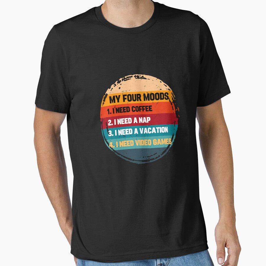 Men's Novelty Sarcastic Funny I Need Coffee I Need A Nap   I Need Vacation I need video games Retro by BOHOVIN