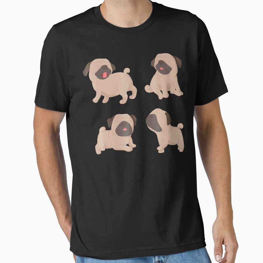 Funny Cute Four Dogs Pugs by JohnnyBench73